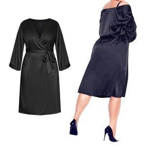 Fox & Royal 16W-18W Black Slinky Midi Robe 2A04.6